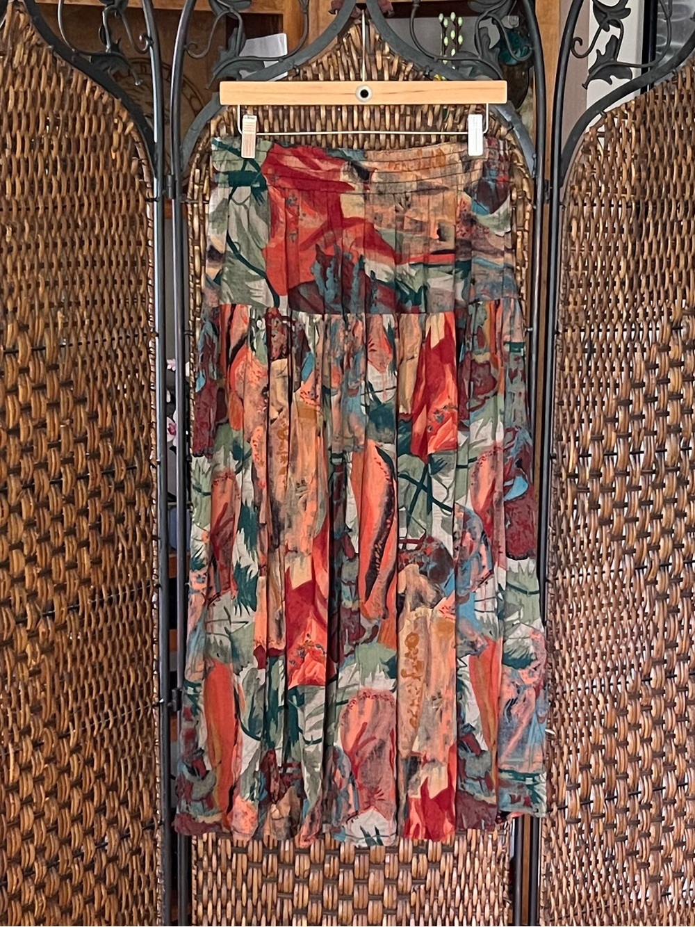 12 Carole Little Rayon Tiered Patterned Skirt